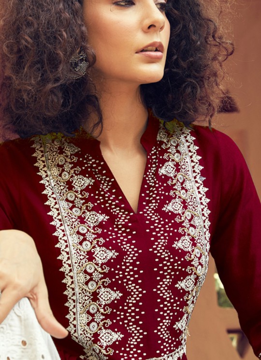 Maroon Rayon Party Wear Kurti With Palazzo Monsoon 1102 By Maisha Sc/018654