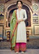 White Jaquard Embroidered Straight Cut Suit Sultana Vol-2 8104 By Maisha SC/016442