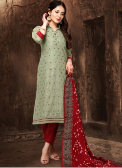 Bandhani By Viva Fashion 1002A To 1002D Series Chanderi Silk Churidar Suits Set