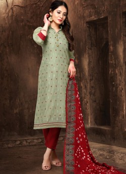 Bandhani By Viva Fashion VF-1002B Green Chanderi Silk Festival Wear Churidar Suit