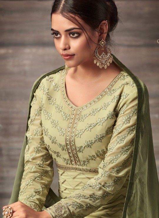 Beige Georgette Embroidered Straight Cut Suit Glamour Vol 48 48003 By Mohini Fashion SC/010221