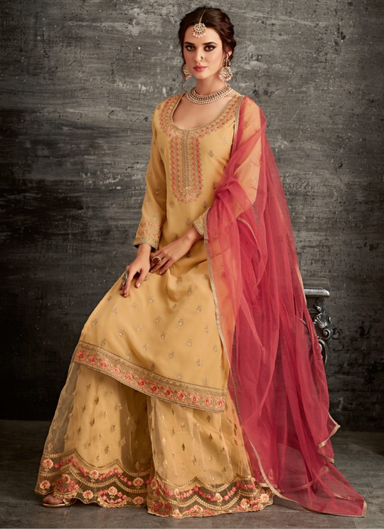 Yellow Georgette Palazzo Suit For Wedding Reception Glamour Vol 62 62005 Set By Mohini Fashion SC/014306