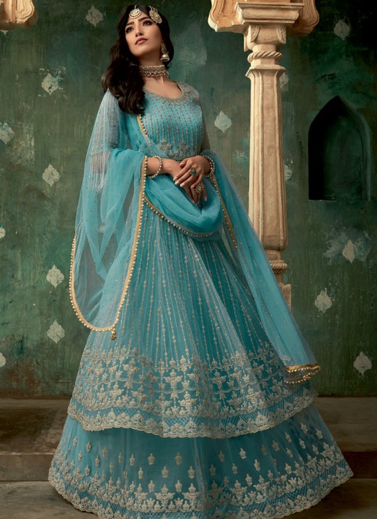Bridal Lehenga Dress In Blue Glamour Vol 78 By Mohini Fashion 78001
