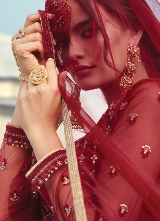 Designer Sharara Kameez In Maroon Glamour Vol 79 By Mohini Fashion 79001