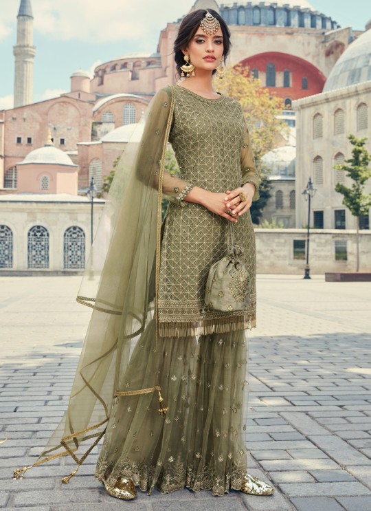 Green Wedding Wear Sharara Suit Glamour Vol 79 By Mohini Fashion 79002