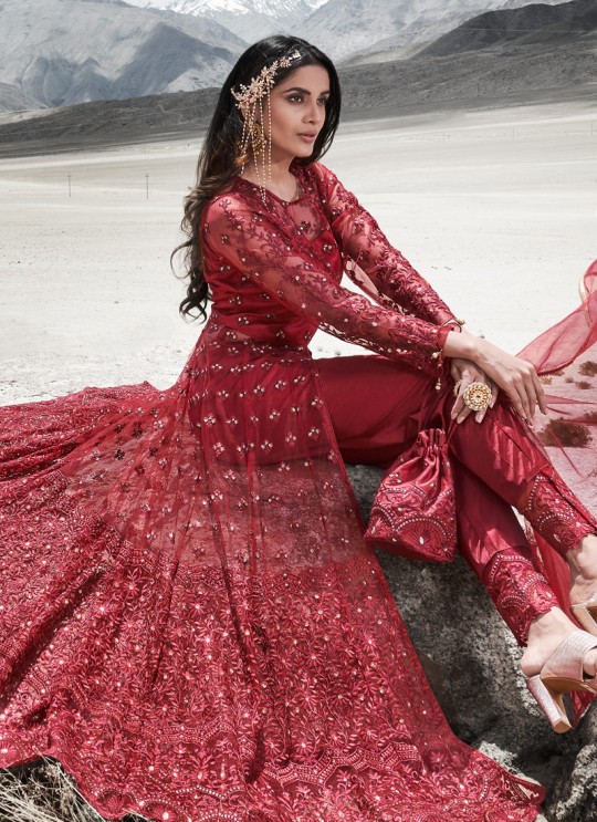Glamour Vol 83 By Mohini Fashion 83001 Maroon Net Designer Bridal Anarkali Suits