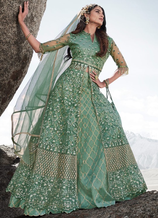 Glamour Vol 83 By Mohini Fashion 83002 Green Net Designer Bridal Lehenga Suit