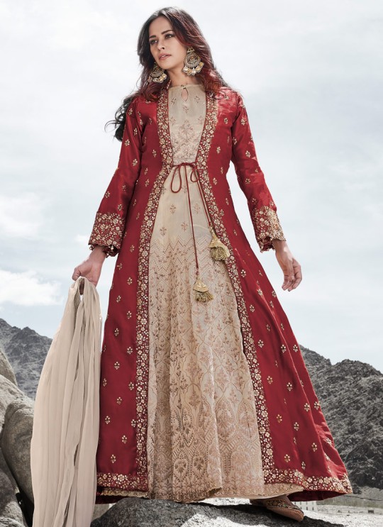 Glamour Vol 83 By Mohini Fashion 83003 Maroon Silk Designer Bridal Anarkali With Jacket