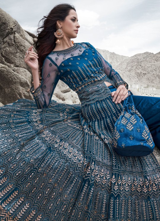 Glamour Vol 83 By Mohini Fashion 83004 Blue Net Designer Bridal Anarkali Suits