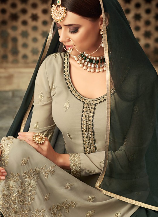 Ash Grey Georgette Embroidered Palazzo Suit Glamour Vol 57 57005 By Mohini Fashion SC/013073