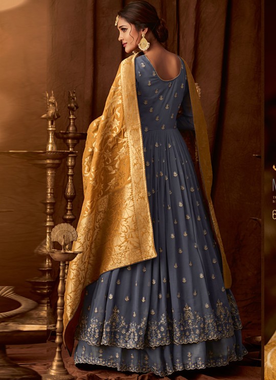 Grey Georgette Wedding Anarkali For Bridesmaids Glamour Vol 64 64005 By Mohini Fashion SC/015187 Grey Georgette Wedding Anarkali For Bridesmaids Glamour Vol 64 64005 By Mohini Fashion SC/015187
