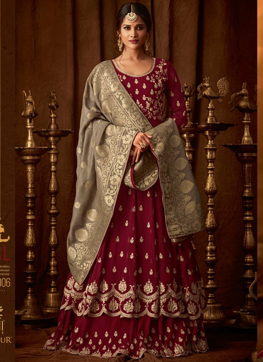 Maroon Georgette Wedding Anarkali For Bridesmaids Glamour Vol 64 64006 By Mohini Fashion SC/015188