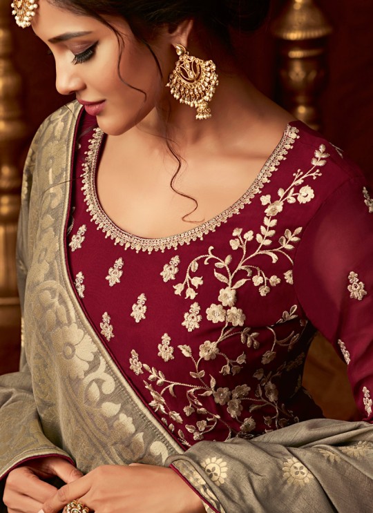 Maroon Georgette Wedding Anarkali For Bridesmaids Glamour Vol 64 64006 By Mohini Fashion SC/015188 Maroon Georgette Wedding Anarkali For Bridesmaids Glamour Vol 64 64006 By Mohini Fashion SC/015188