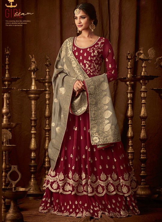 Maroon Georgette Wedding Anarkali For Bridesmaids Glamour Vol 64 64006 By Mohini Fashion SC/015188