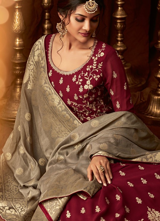 Maroon Georgette Wedding Anarkali For Bridesmaids Glamour Vol 64 64006 By Mohini Fashion SC/015188 Maroon Georgette Wedding Anarkali For Bridesmaids Glamour Vol 64 64006 By Mohini Fashion SC/015188