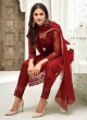 Maroon Net Straight Cut Suit For Mehndi Ceremony Glamour Vol 63 63001 By Mohini Fashion SC/015058