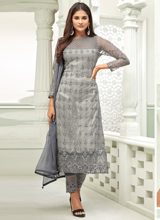 Grey Net Straight Cut Suit For Mehndi Ceremony Glamour Vol 63 63002 By Mohini Fashion SC/015059 Grey Net Straight Cut Suit For Mehndi Ceremony Glamour Vol 63 63002 By Mohini Fashion SC/015059