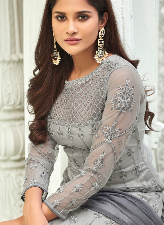 Grey Net Straight Cut Suit For Mehndi Ceremony Glamour Vol 63 63002 By Mohini Fashion SC/015059 Grey Net Straight Cut Suit For Mehndi Ceremony Glamour Vol 63 63002 By Mohini Fashion SC/015059
