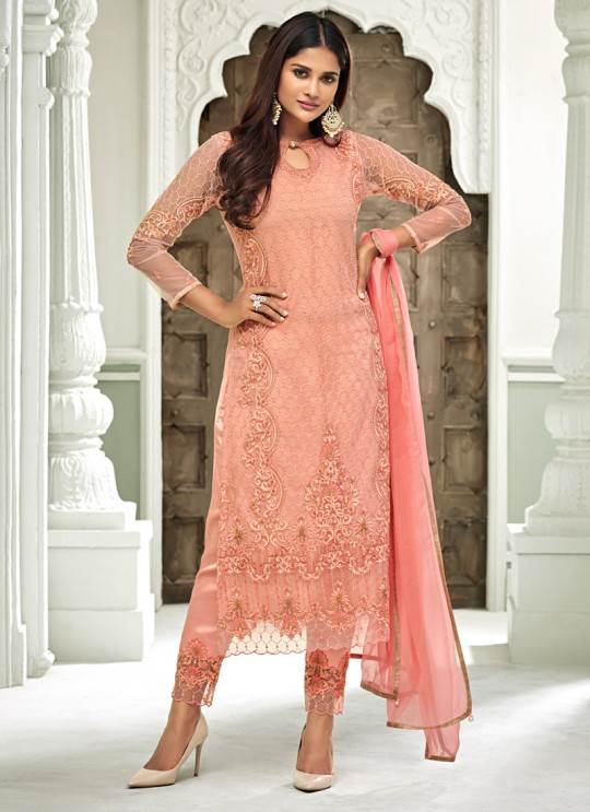 Pink Net Straight Cut Suit For Mehndi Ceremony Glamour Vol 63 63005 By Mohini Fashion SC/015062