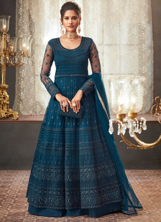 Teal Blue Georgette Wedding Anarkali For Bridesmaids Glamour Vol 73 73001 By Mohini Fashion