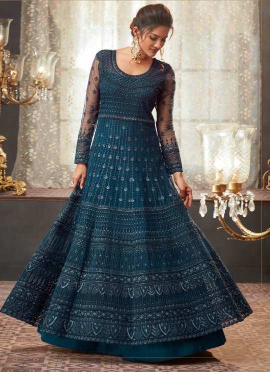 Teal Blue Georgette Wedding Anarkali For Bridesmaids Glamour Vol 73 73001 By Mohini Fashion
