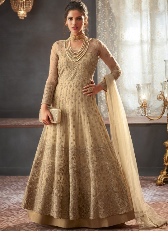 Beige Georgette Wedding Anarkali For Bridesmaids Glamour Vol 73 73003 By Mohini Fashion