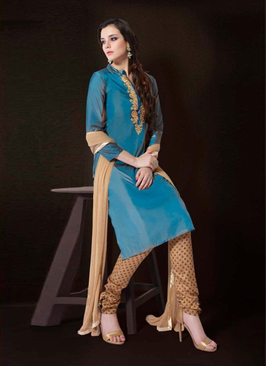Jennifer Winget Blue Paper Silk Straight Cut Suit Aaina 1129 By Mugdha SC/003142