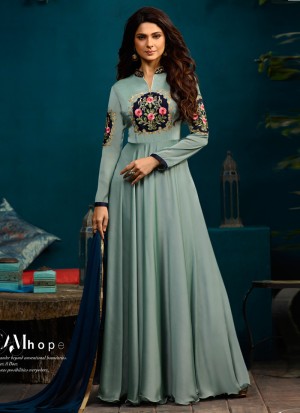 Online Wholesale For Jennifer Winget Sky Blue Silk Georgette Evening Wear Floor Length Kurti Elite 2 5018 By Mugdha SC 013014 at suryavansicreation Kurtis Wholesale Online Kurtis Kurtis Manufactur...