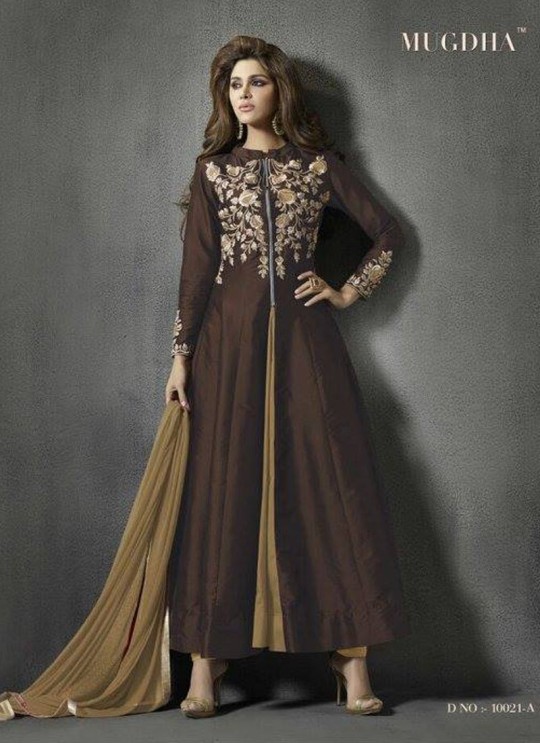 Brown Silk Pakistani Suit 10021 Color 10021A Color By Mugdha SC/000374