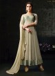 Cream Banarsi Silk Anarkali Suit Platinum 3 10042 By Mugdha SC/002742