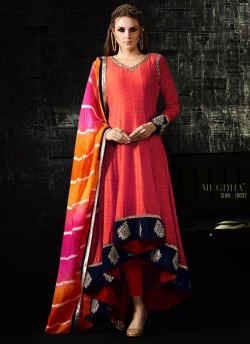 Orange Cotton Silk Anarkali Suit Solitaire 3 10037 Orange Color By Mugdha SC/002165