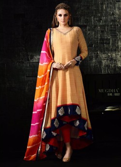 Peach Cotton Silk Anarkali Suit Solitaire 3 10037 Peach Color By Mugdha SC/002316