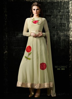 Pista Green Georgette Anarkali Suit Solitaire 3 10034 By Mugdha SC/001289