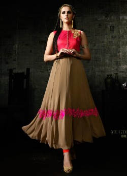 Beige Georgette Ankle Length Anarkali Solitaire 3 10041 By Mugdha SC/001296