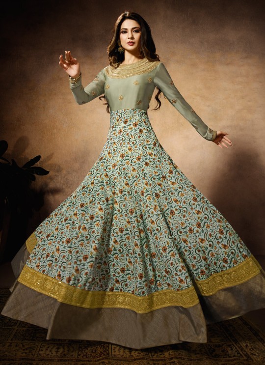 Jennifer Winget Pista Green Silk Georgette Floor Length Anarkali Wedding 11027 By Mugdha SC/013798 Jennifer Winget Pista Green Silk Georgette Floor Length Anarkali Wedding 11027 By Mugdha SC/013798