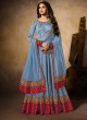 Jennifer Winget Blue Silk Floor Length Anarkali Wedding 11029 By Mugdha SC/013800