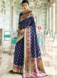 Blue Handloom Silk Wedding Saree Kalanjali Silk 100001 By Rajtex