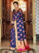 Blue Handloom Silk Wedding Saree Kalanjali Silk 100004 By Rajtex