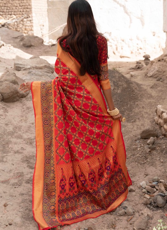 Red Handloom Silk Designer Saree Kadampalli Silk 102001 By Rajtex