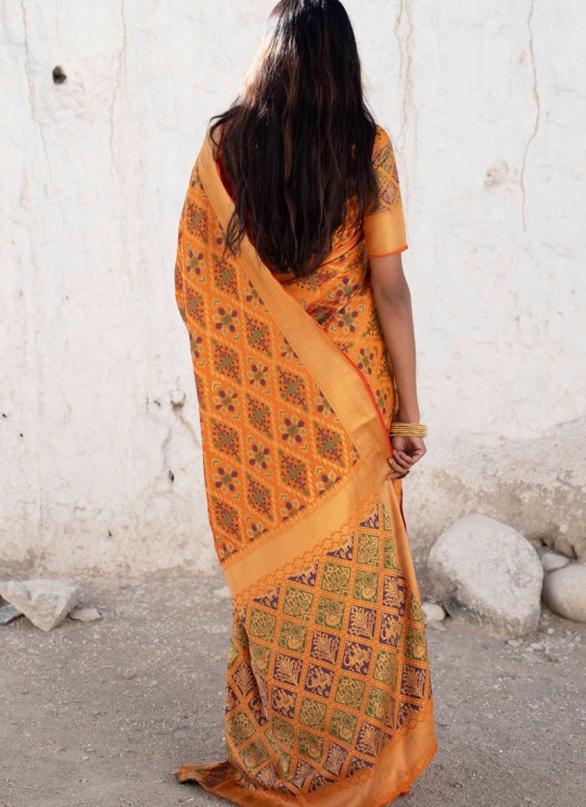 Yellow Handloom Silk Designer Saree Kadampalli Silk 102003 By Rajtex