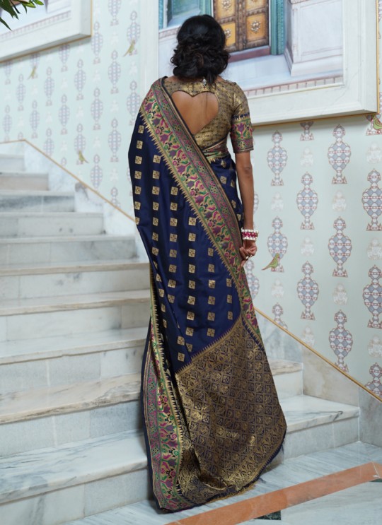 Blue Handloom Silk Designer Saree Kohinoor Silk 103001 By Rajtex
