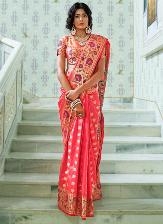 Pink Handloom Silk Designer Saree Kohinoor Silk 103003 By Rajtex