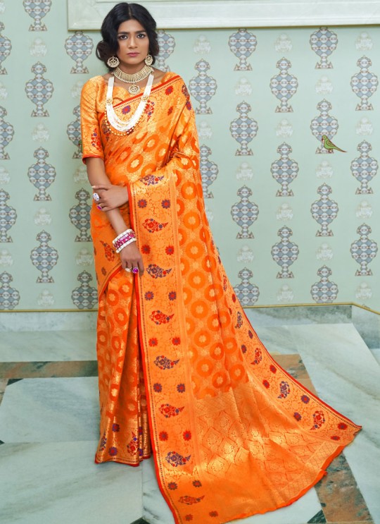 Yellow Handloom Silk Designer Saree Kohinoor Silk 103007 By Rajtex
