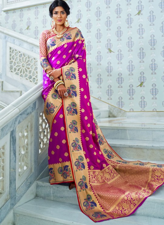 Magenta Handloom Silk Wedding Saree Kohinoor Silk 103009 By Rajtex Magenta Handloom Silk Wedding Saree Kohinoor Silk 103009 By Rajtex