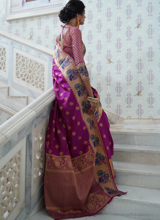 Magenta Handloom Silk Wedding Saree Kohinoor Silk 103009 By Rajtex Magenta Handloom Silk Wedding Saree Kohinoor Silk 103009 By Rajtex