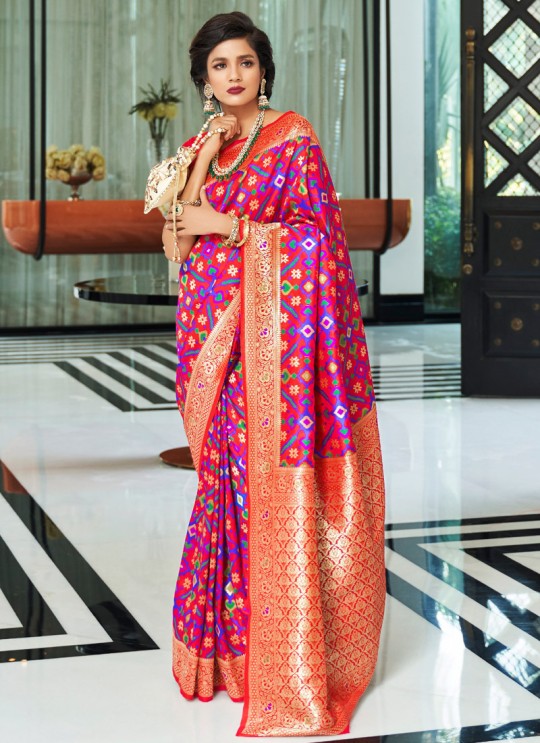 Purple Handloom Silk Wedding Saree Kasturba Silk 105003 By Rajtex
