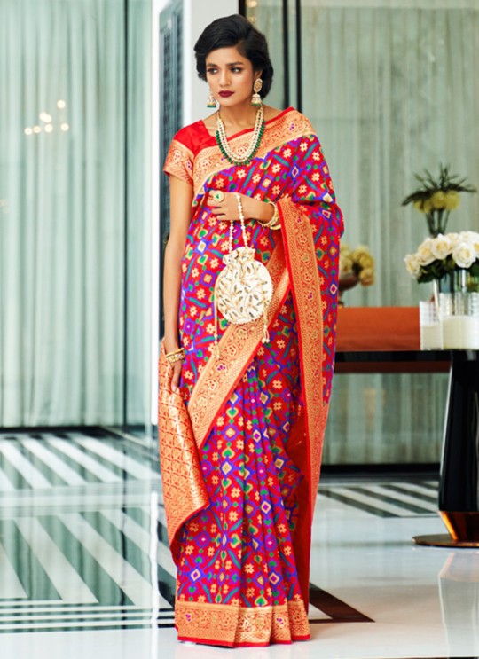 Purple Handloom Silk Wedding Saree Kasturba Silk 105003 By Rajtex