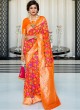 Orange Handloom Silk Wedding Saree Kasturba Silk 105004 By Rajtex