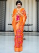 Orange Handloom Silk Wedding Saree Kasturba Silk 105004 By Rajtex
