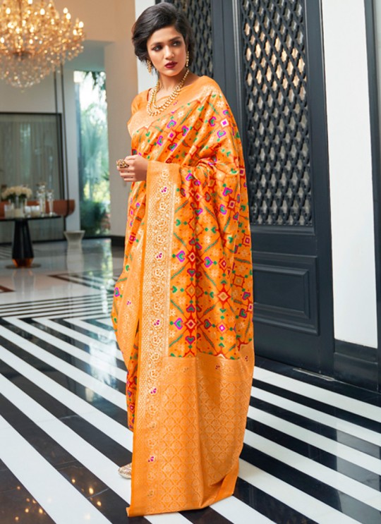 Yellow Handloom Silk Wedding Saree Kasturba Silk 105005 By Rajtex